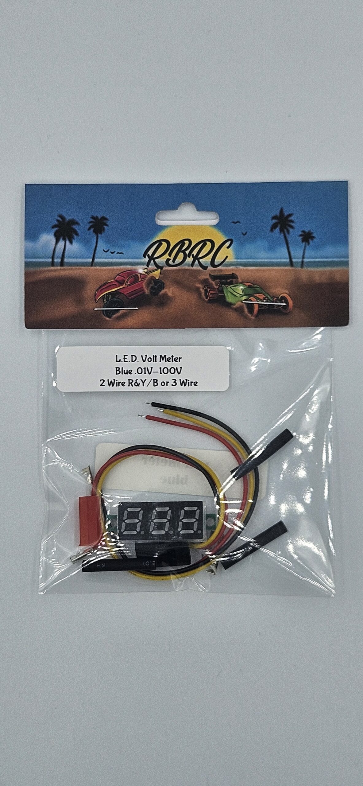 LED Volt Meter – Blue – (0.1V-100V) – 2 Wire R&Y/B – Or 3 Wire